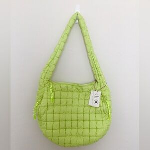NWT - Urbanfit by Urban Expressions Quilted / Puffy Hobo Crossbody, Citron